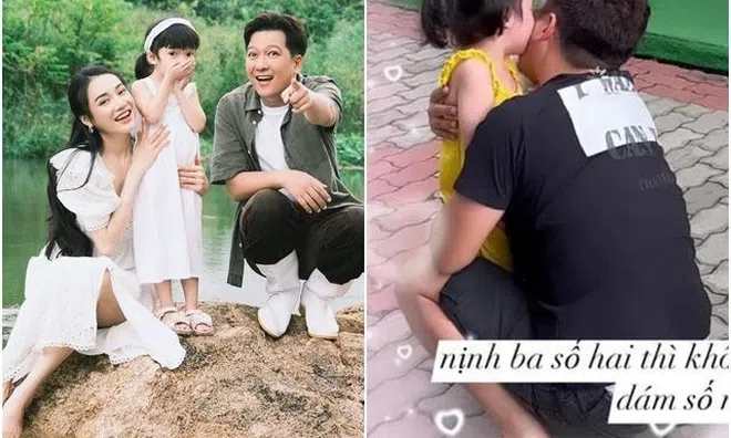 Trường Giang giản dị mang dép lào đi đón con, Nhã Phương "kể tội" ái nữ quá nịnh bố