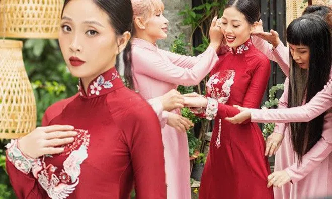 Cô dâu Liêu Hà Trinh mặc áo dài cưới rực rỡ, tô nhan sắc đậm màu truyền thống thời "ông bà anh"