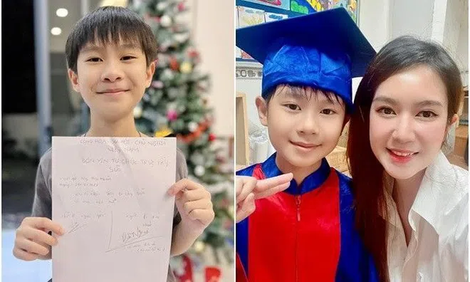 Con trai Lý Hải Minh Hà 11 tuổi viết đơn xin từ chức khiến mẹ giật mình