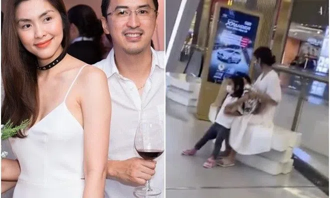 Lấy chồng đại gia, Tăng Thanh Hà bị người đi đường chộp cảnh bỉm sữa tay bế con tay ăn kem vất vả