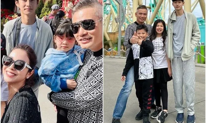 5 mẹ con Jennifer Phạm và Đức Hải đón Tết 2023 ở Mỹ, Bảo Nam 15 tuổi cao hơn bố dượng 1m8 một cái đầu