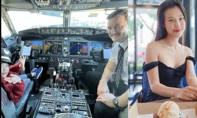 Em bé Việt bất ngờ được cơ trưởng mời vào buồng lái chơi, ai cũng trêu: Nhờ mẹ bé đẹp đó!