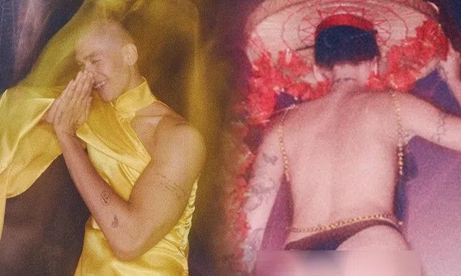 Show thời trang diện áo yếm hở 90% phía sau cơ thể bị "tuýt còi", đồ truyền thống bị biến tấu khó coi