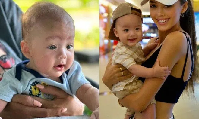 Thủ môn Bùi Tiến Dũng lần đầu khoe cận mặt con trai với vợ Tây, quý tử có màu mắt độc lạ hút hồn