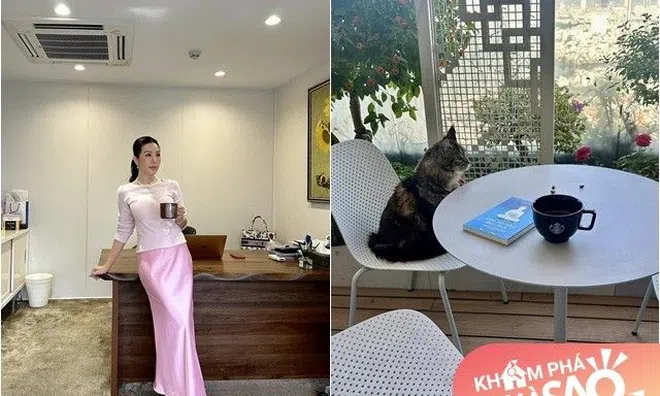 Hoa hậu Thu Hoài khoe không gian uống cafe đẹp như mơ, biệt thự nào cũng đẳng cấp