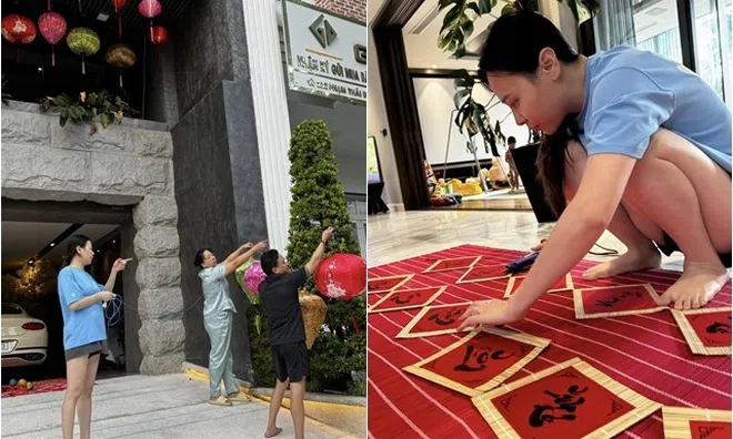 Sao Việt 24h: Cường Đô La hé lộ cảnh vợ yêu để mặt mộc lăn xả trang trí biệt thự "khủng" đón Tết sớm