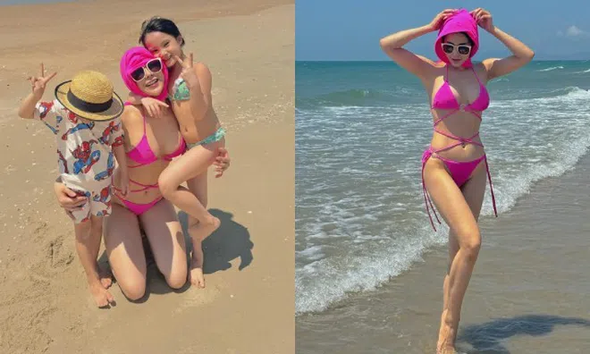 Diệp Lâm Anh diện bikini nhỏ xíu khoe thân hình bốc lửa bên con trai, rạng rỡ giữa nghi vấn có tình mới