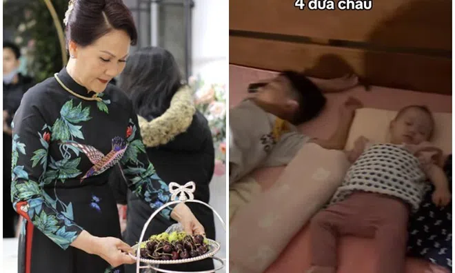 Nữ đại gia Hà Nội gả 2 con gái cho cầu thủ đội tuyển quốc gia, giờ đầu bù tóc rối chăm 4 cháu ngoại