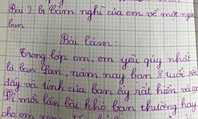 Con gái làm văn kể về người bạn ngồi cạnh, tiết lộ chuyện dại dột khiến cô giáo lập tức nhắn tin cho phụ huynh
