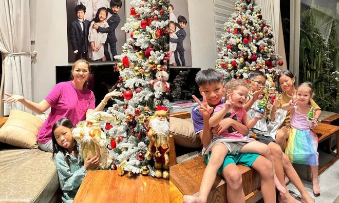 Sau khi kết hôn ở Mỹ, Diễm Châu về Việt Nam tất bật chăm 5 con, trang trí nhà đón Giáng sinh cực lộng lẫy