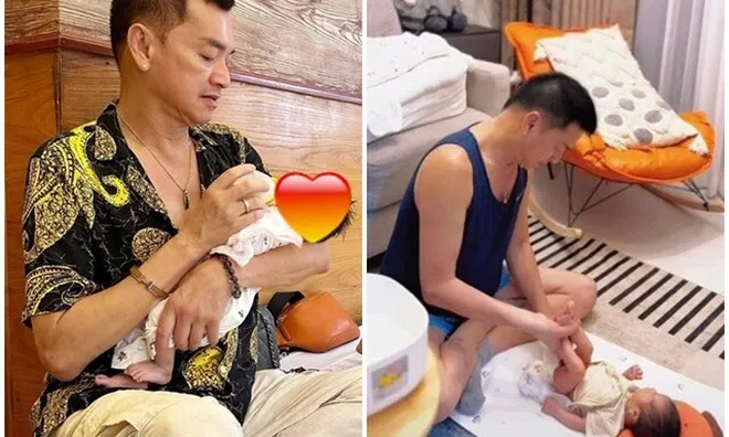 Cảnh bỉm sữa tuổi 65 của DV Quang Minh: Tự tay thay tã, ngắm nhìn vợ hotgirl kém 37 tuổi cho con bú đầy hạnh phúc