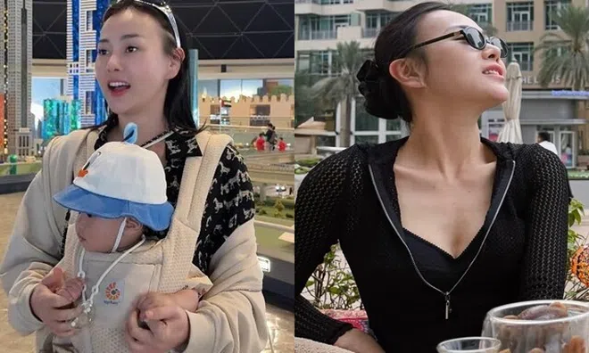 Phương Oanh địu 2 con trong suốt chuyến du lịch sang chảnh ở Dubai, khoe thân hình "gầy trơ xương quai xanh"