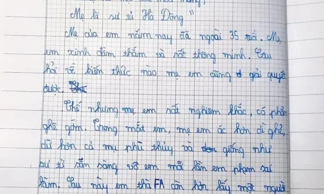 “Cười ngất” với bài văn bé lớp 4 tả mẹ, đọc đến kết bài nhiều người lại chạnh lòng