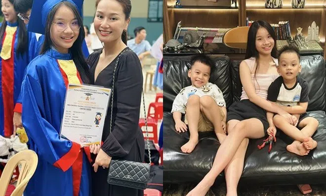 MC Thành Trung cảm ơn "2 mẹ của các con" trong ngày bế giảng, ái nữ ở xa vẫn thân thiết với 2 em kém 9 tuổi