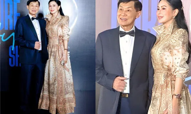 Diễn viên Thuỷ Tiên đẹp quý phái bên bố chồng Tăng Thanh Hà, "vua hàng hiệu" chăm tháp tùng vợ từ ngày nghỉ hưu