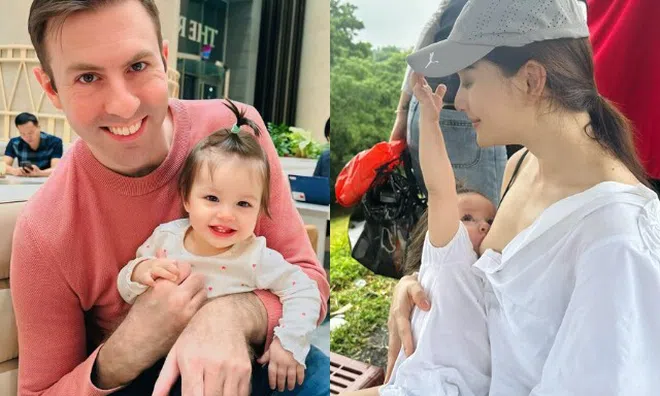 Ái nữ lai Tây nhà Lan Phương hơn 1 tuổi vẫn thèm sữa mẹ, nữ diễn viên bế con cho bú giữa đoàn phim