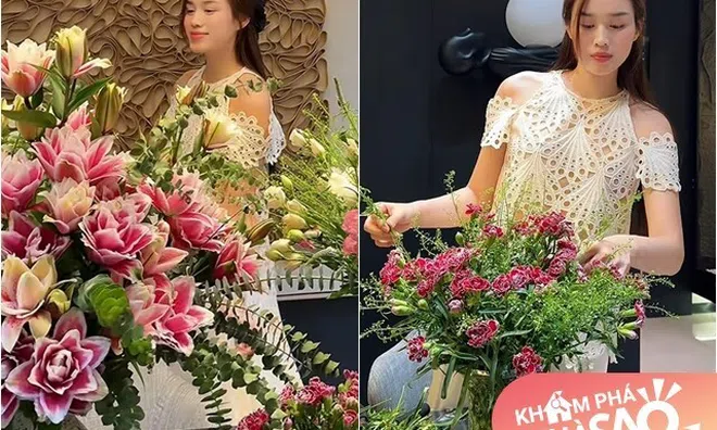 Hoa hậu Đỗ Thị Hà khoe clip cắm hoa trong căn hộ bạc tỷ nhưng bức tranh phía sau khiến nhiều người "nổi da gà"