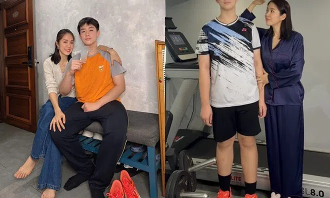 Con trai của Lê Phương và chồng cũ gặp khó khăn vì quá cao, 13 tuổi như người khổng lồ khi đứng bên cạnh mẹ