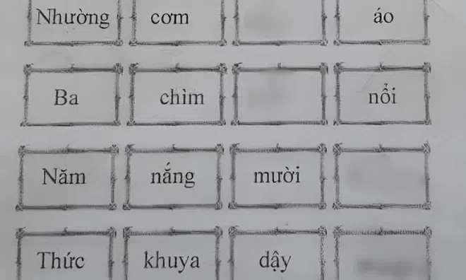 Cô giáo giao bài tập tiếng Việt điền thành ngữ “Nhường cơm… Ba chìm…”, học sinh đưa ra loạt đáp án không ai ngờ