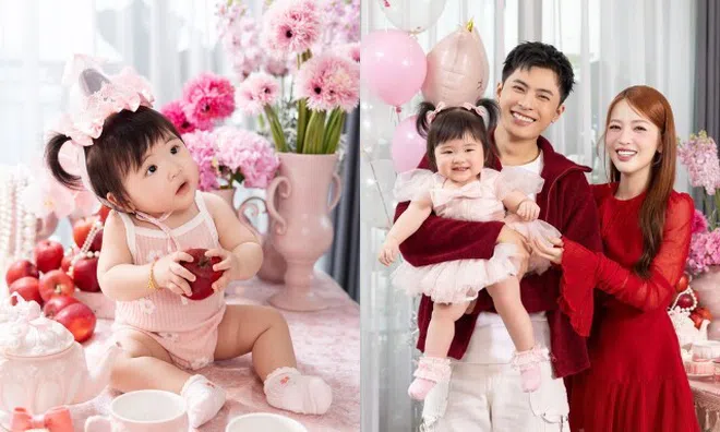 Puka và Gin Tuấn Kiệt chính thức công khai mặt con gái sau 1 năm giấu kín, bé Anya bụ bẫm hệt "bản sao" của bố