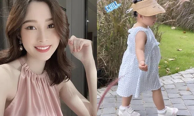 Hoa hậu Đặng Thu Thảo khoe con gái út trắng xinh, chân tay bụ bẫm chắc nịch, chụp góc nghiêng thấy rõ chiếc mũi cao