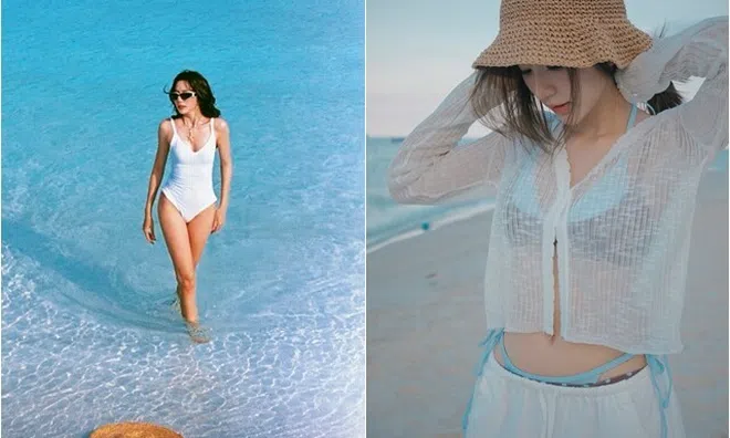 Ngọc Huyền - cháu dâu NSƯT Chí Trung diện đồ mong manh ở biển, được cưng chiều khi làm dâu nhà giàu