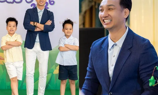 "Bố ơi! Mình đi đâu thế? 2026": MC Thành Trung tiết lộ tên thật cặp song sinh, đưa con đi học nhưng giấu danh tính