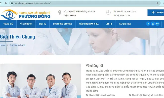 Trung tâm Mắt Quốc tế Phương Đông quảng cáo "chui", bị phạt 57 triệu đồng