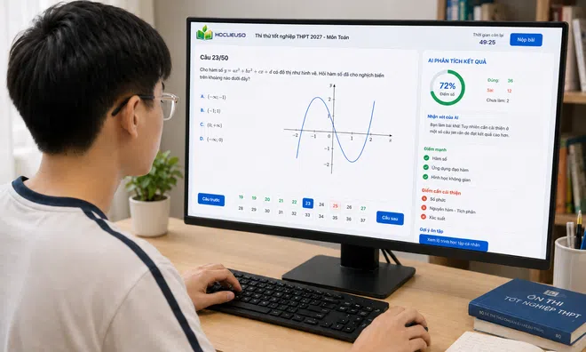 2K9 trước lộ trình thi THPT trên máy tính: Học thông minh với AI, luyện đề chuẩn hóa