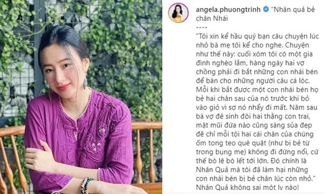 Angela Phương Trinh gây phẫn nộ khi chia sẻ câu chuyện nhân quả
