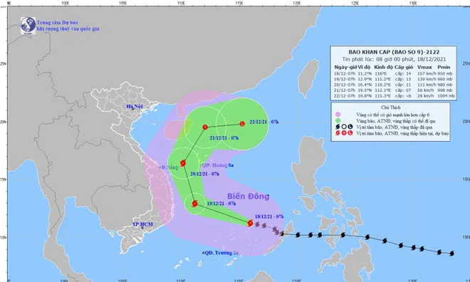 Tin bão khẩn cấp cơn bão số 9, miền Trung mưa to từ đêm nay