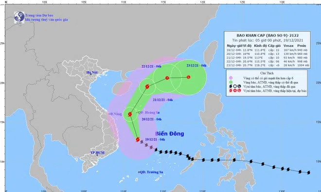 Tin bão số 9: Khu vực từ Thừa Thiên-Huế đến Khánh Hòa có mưa to