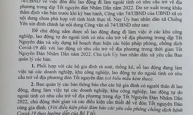 Một xã ở Sơn La hủy bỏ quy định người dân phải về ăn Tết trước 22 ngày
