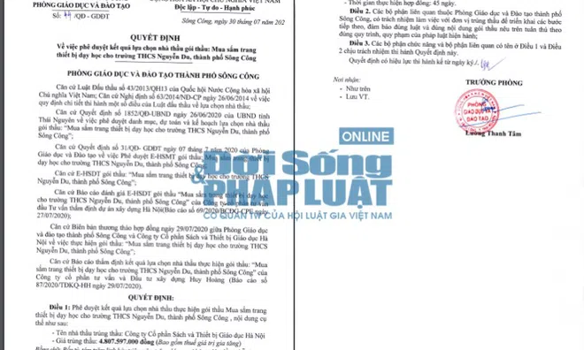 Phòng GD&ĐT TP Sông Công - Bài 2: Thêm 1 gói thầu có dấu hiệu chênh lệch cả tỷ đồng