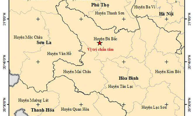 Động đất mạnh 3,9 độ ở Hoà Bình, độ sâu chấn tiêu khoảng 12km