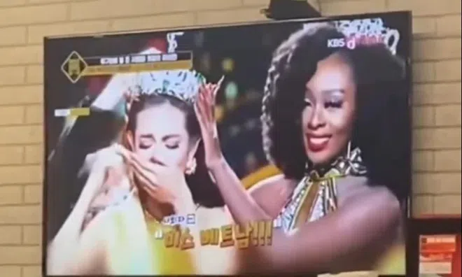 Xôn xao hình ảnh Hoa hậu Thuỳ Tiên lên sóng đài truyền hình Hàn Quốc