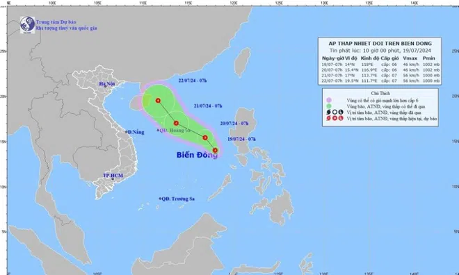 Áp thấp nhiệt đới vừa hình thành trên biển Đông, di chuyển ra sao?