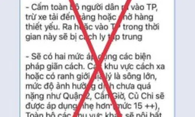 Bác thông tin “Phong tỏa TP.HCM trong 10-15 ngày”