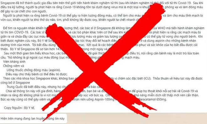 Bộ Y tế bác tin đồn “COVID-19 là vi khuẩn bị nhiễm phóng xạ gây đông máu"