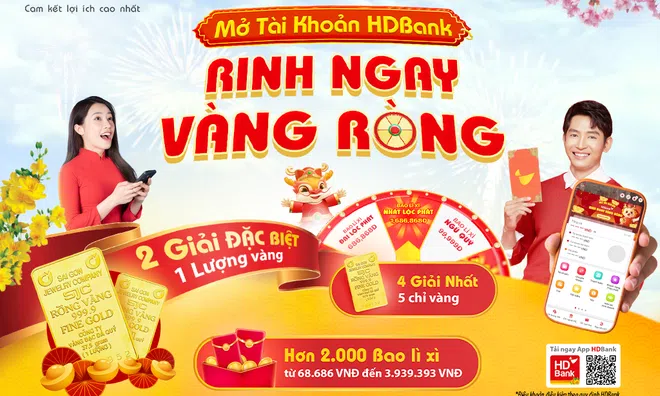 Hơn 100  khách hàng trúng vàng và hàng triệu đồng khi mở tài khoản HDBank