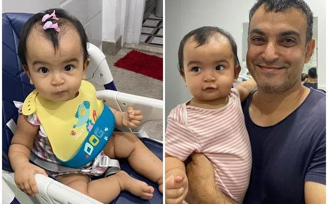 Con gái Võ Hạ Trâm giống bố Ấn Độ vầng trán rộng, tóc lưa thưa, mẹ vẫn quyết làm đẹp