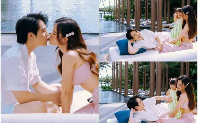 Bố mẹ đánh lẻ hôn nhau thân mật, con gái Đông Nhi mếu máo ăn vạ siêu đáng yêu