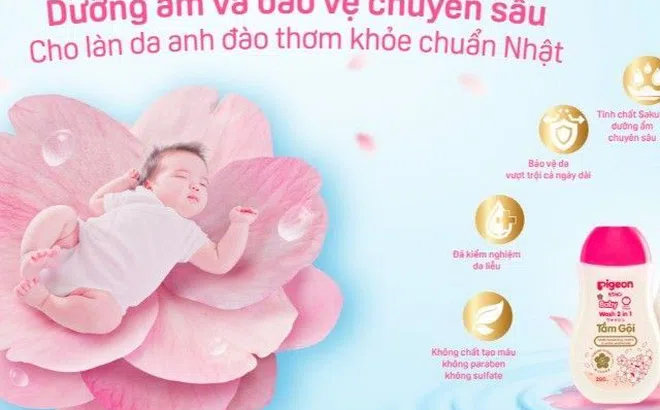 Chăm da bé “chuẩn anh đào" cùng sản phẩm Tắm gội Sakura Pigeon