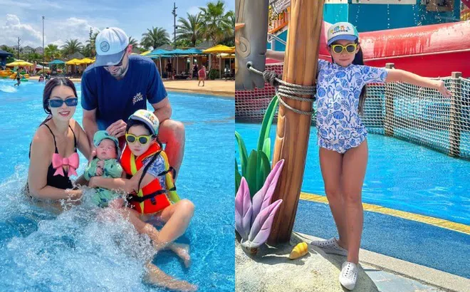 Hà Anh được cả nhà "tháp tùng" đi làm: Con gái 6 tuổi chân siêu dài, con trai mới sinh đã dạn dĩ trải nghiệm