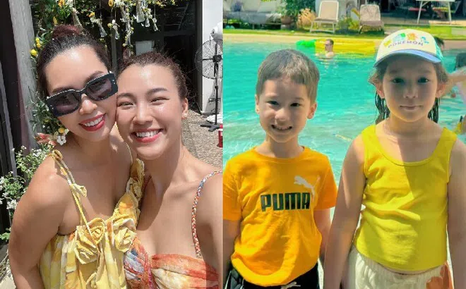 Hội con lai Vbiz chung khung hình: Quý tử Hoàng Oanh cực điển trai, ngộ nghĩnh bên ái nữ nhà Hà Anh