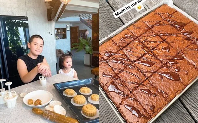 Con sao Việt trổ tài làm bánh: Quý tử nhà Lê Phương làm bánh Trung thu, con trai Tăng Thanh Hà cực chuyên nghiệp