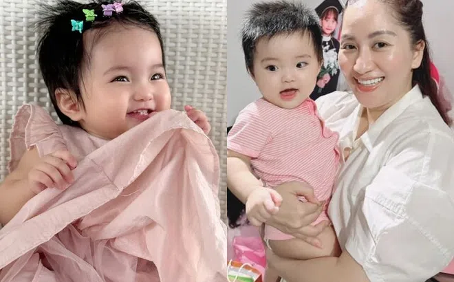 Lisa nhà Khánh Thi bập bẹ tập nói cực yêu, gần 1 tuổi ngày càng "tuấn tú" với đôi mắt biết cười