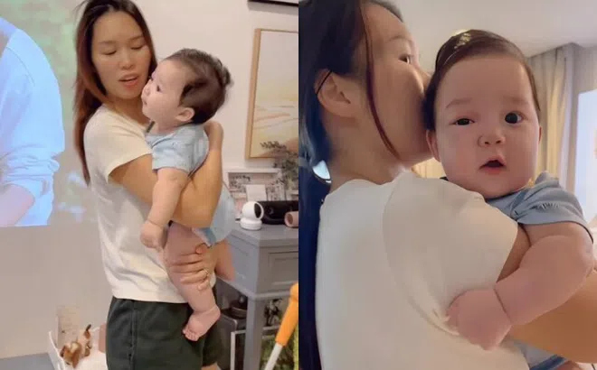 Quý tử lai Tây của Hà Anh sưng húp 1 bên mắt, mẹ bỉm được khen nuôi con khéo nay phải bù xù chăm sóc