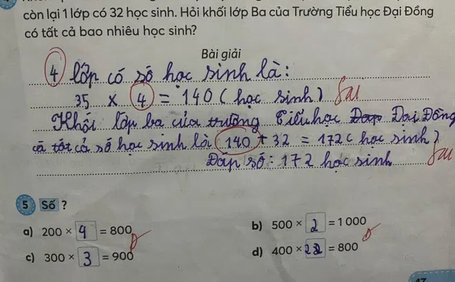 Bài toán lớp 3 gây gây tranh cãi: Học sinh không sai, cô giáo không sai, lỗi tại người ra đề