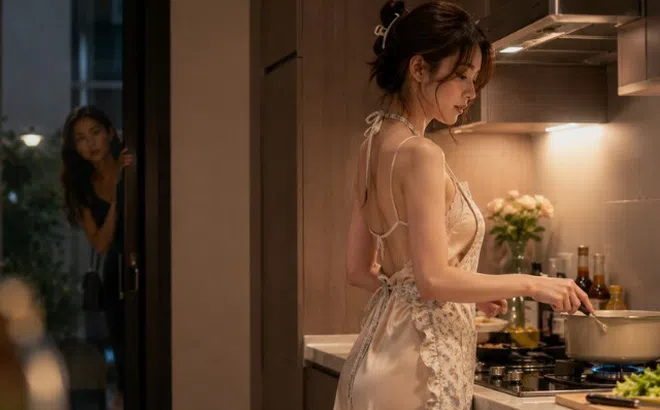 Nghỉ lễ tranh thủ ghé nhà chồng cũ thăm con, giật mình thấy cô bạn thân trong bếp